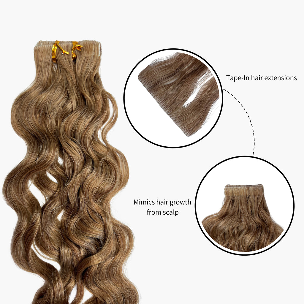 Dark Blonde Curly Invisible Tape-In Hair Extensions | Curly Heaven™ 