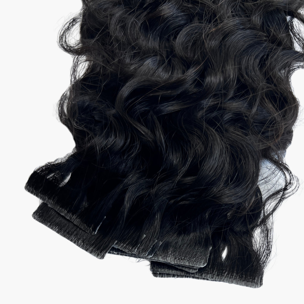 Off Black Curly Invisible Tape-In Hair Extensions | Curly Heaven™ 