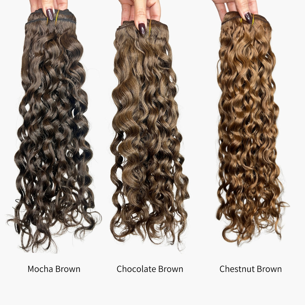 Wavy Curly Chocolate Brown Clip-In Hair Extension are best for those with 2B-2C curls