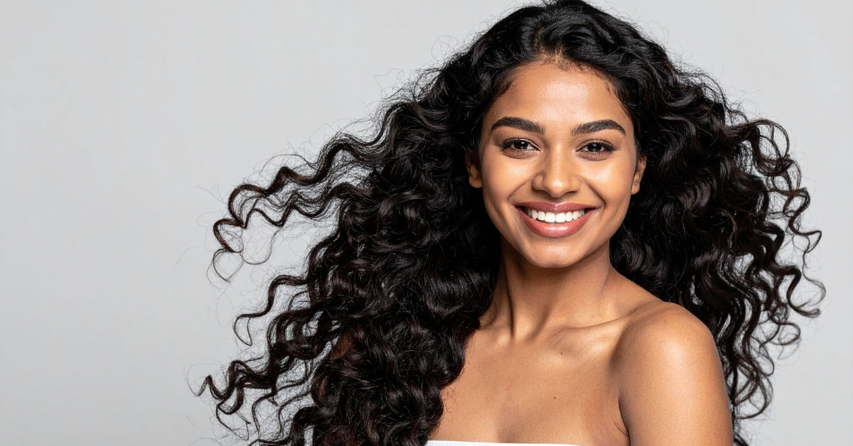 Curly clip-in extensions adding volume to thin natural curly hair