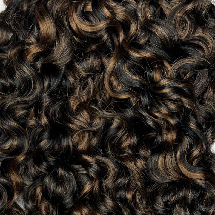 Sambi Curly 3B Chestnut Brown Highlights Classic Clip-in Hair Extensions 