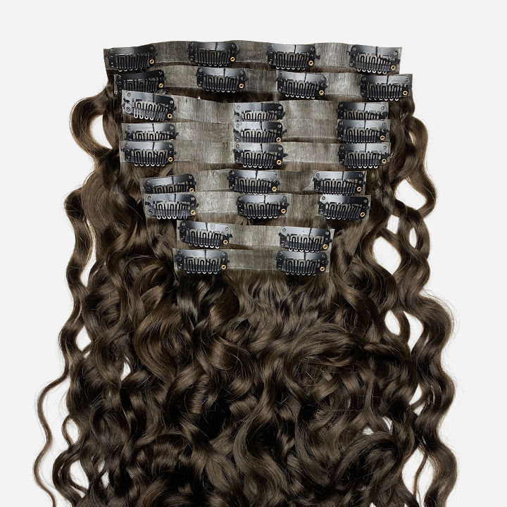 Wavy Curly Mocha Brown Seamless Clip-Ins | Curly Heaven™ 